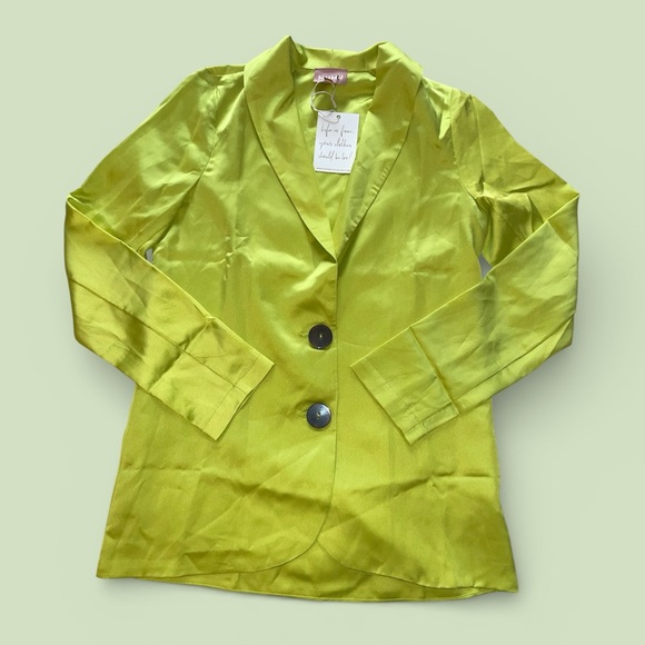 Show Me Your MuMu Jackets & Blazers - Show Me Your Mumu Felix Blazer in Citrine Luxe Satin